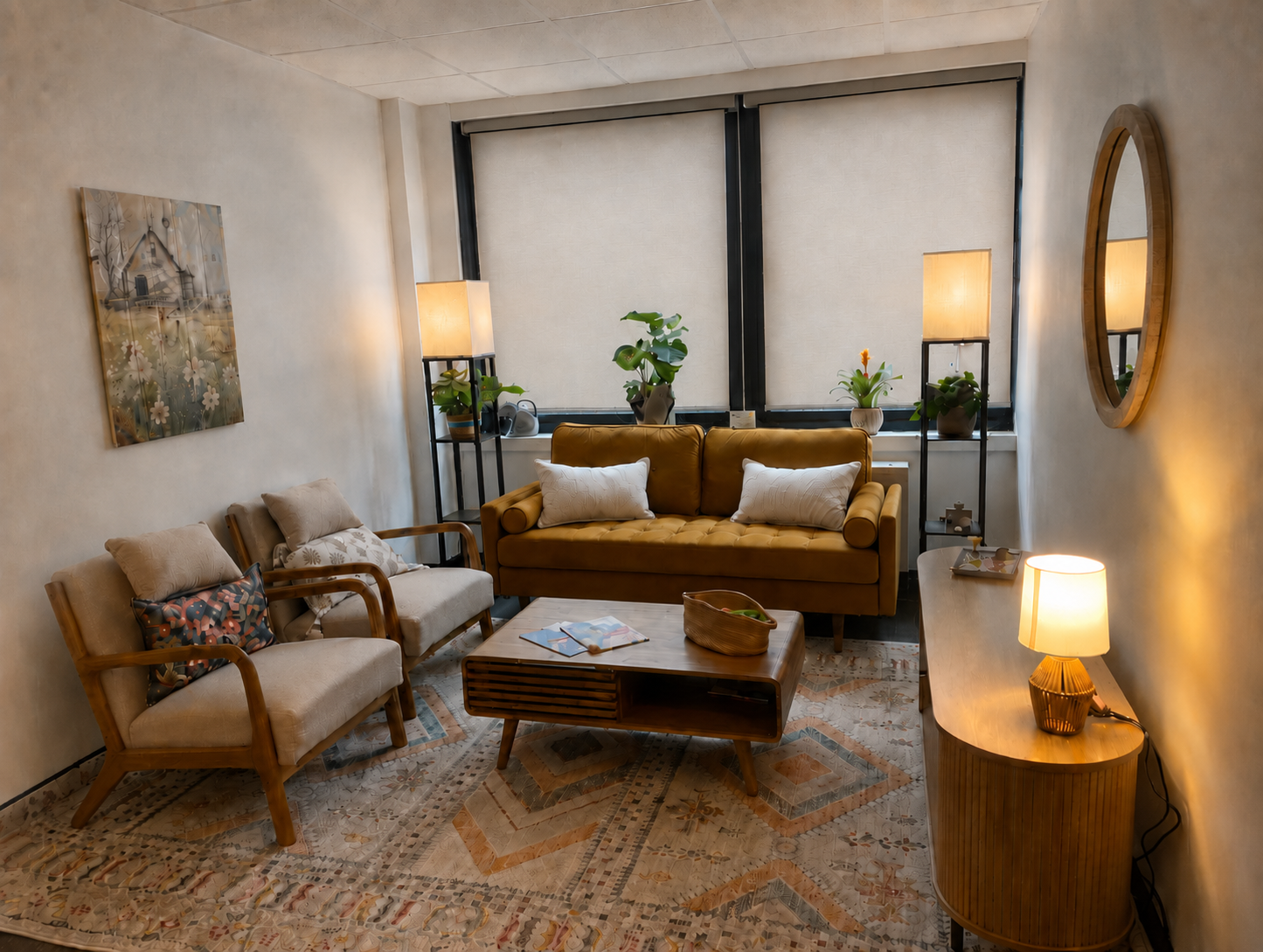 Sara Cohn's warm and welcoming therapy office in White Plains